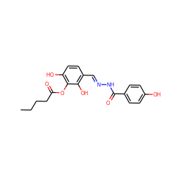 CCCCC(=O)Oc1c(O)ccc(/C=N/NC(=O)c2ccc(O)cc2)c1O ZINC001772627626