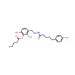 CCCCC(=O)Oc1c(O)ccc(CNNC(=O)CCCCc2ccc(O)cc2)c1O ZINC001772612906