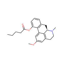 CCCCC(=O)Oc1cccc2c1-c1cc(OC)cc3c1[C@@H](C2)N(C)CC3 ZINC000040411281