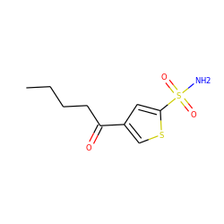 CCCCC(=O)c1csc(S(N)(=O)=O)c1 ZINC000013736786