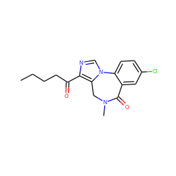 CCCCC(=O)c1ncn2c1CN(C)C(=O)c1cc(Cl)ccc1-2 ZINC000013741317