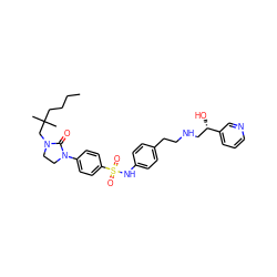 CCCCC(C)(C)CN1CCN(c2ccc(S(=O)(=O)Nc3ccc(CCNC[C@H](O)c4cccnc4)cc3)cc2)C1=O ZINC000027865203