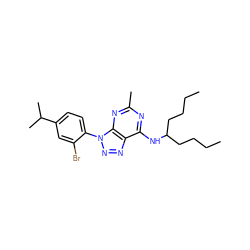 CCCCC(CCCC)Nc1nc(C)nc2c1nnn2-c1ccc(C(C)C)cc1Br ZINC000013794769