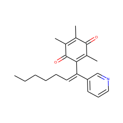 CCCCC/C=C(\C1=C(C)C(=O)C(C)=C(C)C1=O)c1cccnc1 ZINC000043860723