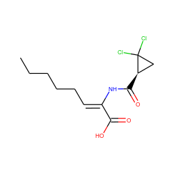 CCCCC/C=C(\NC(=O)[C@@H]1CC1(Cl)Cl)C(=O)O ZINC000026028154