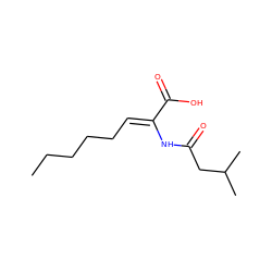 CCCCC/C=C(\NC(=O)CC(C)C)C(=O)O ZINC000026027245