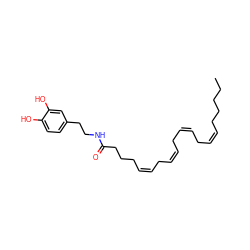 CCCCC/C=C\C/C=C\C/C=C\C/C=C\CCCC(=O)NCCc1ccc(O)c(O)c1 ZINC000004102443