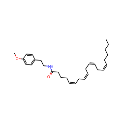 CCCCC/C=C\C/C=C\C/C=C\C/C=C\CCCC(=O)NCCc1ccc(OC)cc1 ZINC000028565183