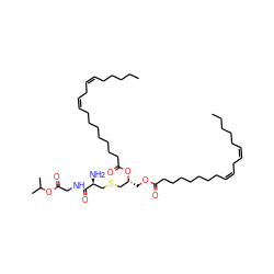 CCCCC/C=C\C/C=C\CCCCCCCC(=O)OC[C@H](CSC[C@H](N)C(=O)NCC(=O)OC(C)C)OC(=O)CCCCCCC/C=C\C/C=C\CCCCC ZINC000095549010