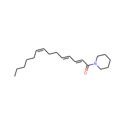 CCCCC/C=C\CC/C=C/C=C/C(=O)N1CCCCC1 ZINC000038328949