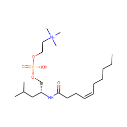 CCCCC/C=C\CCC(=O)N[C@@H](CO[P@](=O)(O)OCC[N+](C)(C)C)CC(C)C ZINC000026745433