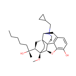 CCCCC[C@@](C)(O)[C@H]1C[C@@]23CC[C@]1(OC)[C@@H]1Oc4c(O)ccc5c4[C@@]12CCN(CC1CC1)[C@@H]3C5 ZINC000095586168