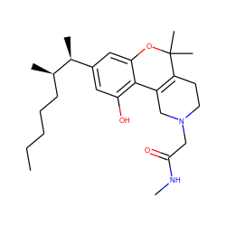 CCCCC[C@@H](C)[C@@H](C)c1cc(O)c2c(c1)OC(C)(C)C1=C2CN(CC(=O)NC)CC1 ZINC000013455576