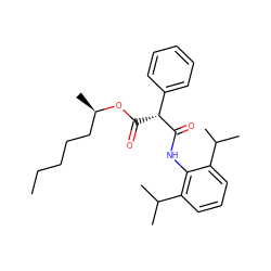 CCCCC[C@@H](C)OC(=O)[C@@H](C(=O)Nc1c(C(C)C)cccc1C(C)C)c1ccccc1 ZINC000013778586