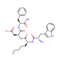 CCCCC[C@H](NC(=O)[C@@H](N)Cc1c[nH]c2ccccc12)C(=O)N[C@@H](CC(=O)O)C(=O)N[C@@H](Cc1ccccc1)C(N)=O ZINC000026377121