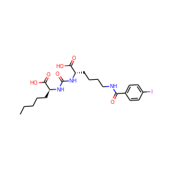 CCCCC[C@H](NC(=O)N[C@@H](CCCCNC(=O)c1ccc(I)cc1)C(=O)O)C(=O)O ZINC000082152277