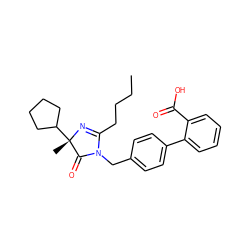 CCCCC1=N[C@@](C)(C2CCCC2)C(=O)N1Cc1ccc(-c2ccccc2C(=O)O)cc1 ZINC000029411753