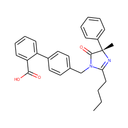 CCCCC1=N[C@@](C)(c2ccccc2)C(=O)N1Cc1ccc(-c2ccccc2C(=O)O)cc1 ZINC000029410408