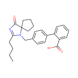 CCCCC1=NC(=O)C2(CCCC2)N1Cc1ccc(-c2ccccc2C(=O)O)cc1 ZINC000013833597