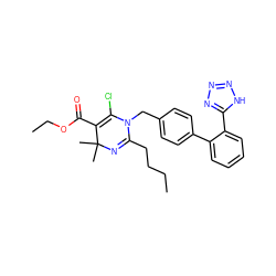 CCCCC1=NC(C)(C)C(C(=O)OCC)=C(Cl)N1Cc1ccc(-c2ccccc2-c2nnn[nH]2)cc1 ZINC000013731117