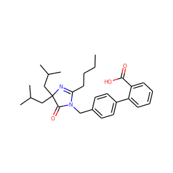 CCCCC1=NC(CC(C)C)(CC(C)C)C(=O)N1Cc1ccc(-c2ccccc2C(=O)O)cc1 ZINC000013833562