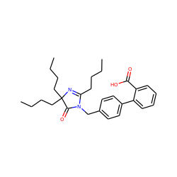 CCCCC1=NC(CCCC)(CCCC)C(=O)N1Cc1ccc(-c2ccccc2C(=O)O)cc1 ZINC000013833561