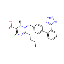 CCCCC1=NC(Cl)=C(C(=O)O)[C@@H](C)N1Cc1ccc(-c2ccccc2-c2nnn[nH]2)cc1 ZINC000013731111