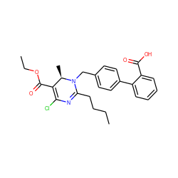 CCCCC1=NC(Cl)=C(C(=O)OCC)[C@@H](C)N1Cc1ccc(-c2ccccc2C(=O)O)cc1 ZINC000027527150