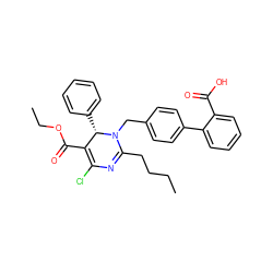 CCCCC1=NC(Cl)=C(C(=O)OCC)[C@H](c2ccccc2)N1Cc1ccc(-c2ccccc2C(=O)O)cc1 ZINC000049748475