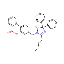 CCCCC1=NC(c2ccccc2)(c2ccccc2)C(=O)N1Cc1ccc(-c2ccccc2C(=O)O)cc1 ZINC000013833563