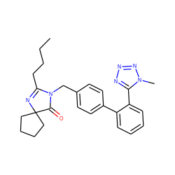 CCCCC1=NC2(CCCC2)C(=O)N1Cc1ccc(-c2ccccc2-c2nnnn2C)cc1 ZINC000013833594