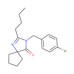 CCCCC1=NC2(CCCC2)C(=O)N1Cc1ccc(Br)cc1 ZINC000028867694