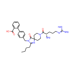 CCCCC1=NC2(CCN(C(=O)[C@@H](N)CCCN=C(N)N)CC2)C(=O)N1Cc1ccc(-c2ccccc2C(=O)O)cc1 ZINC000026996087