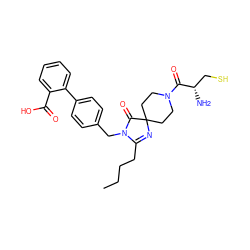 CCCCC1=NC2(CCN(C(=O)[C@@H](N)CS)CC2)C(=O)N1Cc1ccc(-c2ccccc2C(=O)O)cc1 ZINC000013833579