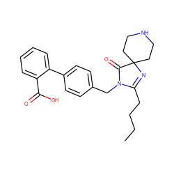 CCCCC1=NC2(CCNCC2)C(=O)N1Cc1ccc(-c2ccccc2C(=O)O)cc1 ZINC000013833573