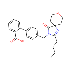 CCCCC1=NC2(CCOCC2)C(=O)N1Cc1ccc(-c2ccccc2C(=O)O)cc1 ZINC000013833572