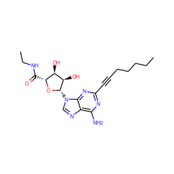 CCCCCC#Cc1nc(N)c2ncn([C@@H]3O[C@H](C(=O)NCC)[C@@H](O)[C@H]3O)c2n1 ZINC000012405404