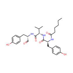 CCCCCC(=O)N[C@@H](Cc1ccc(O)cc1)C(=O)N[C@H](C(=O)N[C@H](C=O)Cc1ccc(O)cc1)C(C)C ZINC000028127410