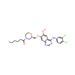 CCCCCC(=O)N1CCO[C@@H](COc2cc3ncnc(Nc4ccc(Cl)c(Cl)c4)c3cc2OC)C1 ZINC000114821763