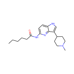 CCCCCC(=O)Nc1ccc2[nH]cc(C3CCN(C)CC3)c2n1 ZINC000013523734