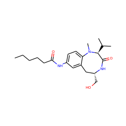 CCCCCC(=O)Nc1ccc2c(c1)C[C@@H](CO)NC(=O)[C@H](C(C)C)N2C ZINC000013493067