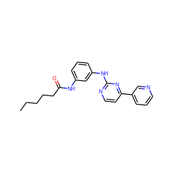 CCCCCC(=O)Nc1cccc(Nc2nccc(-c3cccnc3)n2)c1 ZINC000003832260