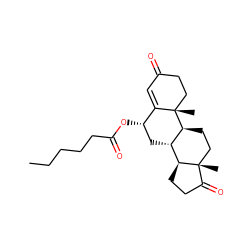 CCCCCC(=O)O[C@H]1C[C@H]2[C@@H]3CCC(=O)[C@@]3(C)CC[C@@H]2[C@@]2(C)CCC(=O)C=C12 ZINC000034495893