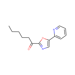 CCCCCC(=O)c1ncc(-c2ccccn2)o1 ZINC000013611911