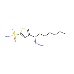 CCCCCC/C(=N\N)c1csc(S(N)(=O)=O)c1 ZINC000013736780