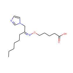 CCCCCC/C(Cn1ccnc1)=N/OCCCCC(=O)O ZINC000013738887