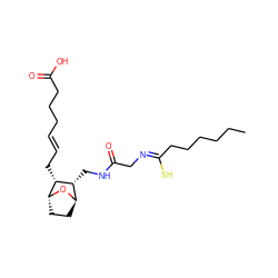 CCCCCC/C(S)=N/CC(=O)NC[C@@H]1[C@H]2CC[C@@H](O2)[C@@H]1C/C=C/CCCC(=O)O ZINC000169326588