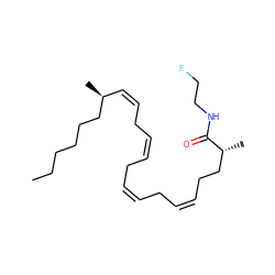 CCCCCC[C@@H](C)/C=C\C/C=C\C/C=C\C/C=C\CC[C@@H](C)C(=O)NCCF ZINC000013766092