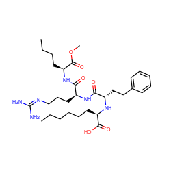 CCCCCC[C@@H](N[C@@H](CCc1ccccc1)C(=O)N[C@@H](CCCN=C(N)N)C(=O)N[C@@H](CCCC)C(=O)OC)C(=O)O ZINC000026579551