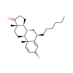 CCCCCC[C@@H]1C[C@@H]2[C@H](CC[C@]3(C)C(=O)CC[C@@H]23)[C@@]2(C)C=CC(=O)C=C12 ZINC000013746845